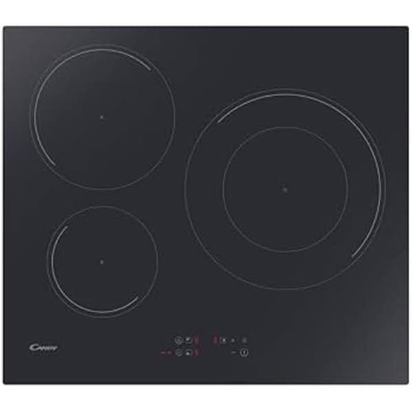 Candy CI633C/E14U Induktionshäll, 3 zoner, 60 cm, 9 effektnivåer och booster, 7,2 kW, centralreglage, indikator Svart