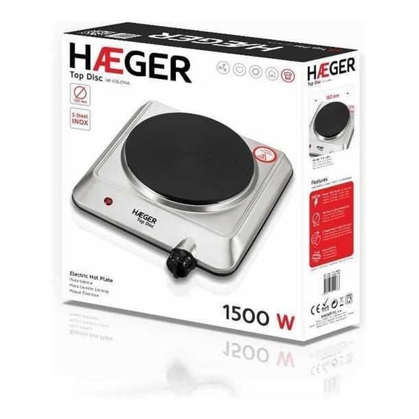 Elektrisk Platta - Haeger - Top Skiva - Rostfritt Stål - 1 Spis - 1500W