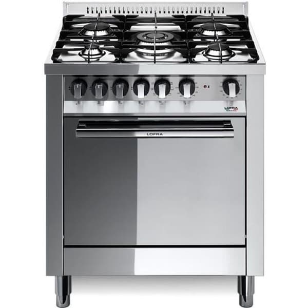 LOFRA M76GV-C 70x60 PLAN MED spegelpolerad spis - 5 gasbrännare 1 TRIPPLET VISÉ - KILN VENTILATORER Rostfritt stål