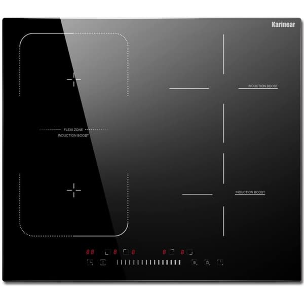Induktionskogeplade, 4 kogeplader, Flexzone madlavningsområde, skyderkontrol