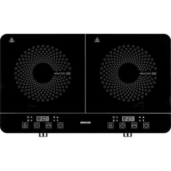 Dubbel induktionshäll - SENCOR - SCP 4201GY - 3500 W - 2 brännare - LCD-skärm - Grå