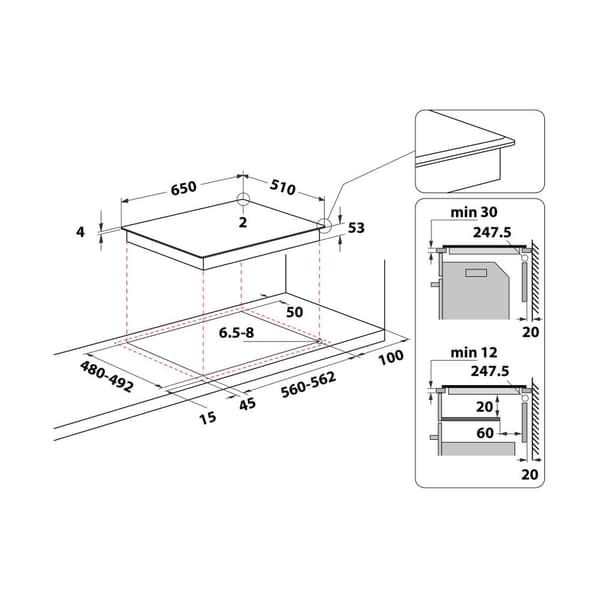Whirlpool SMO 654 OF/BT/IXL Sort Indbygget 65 cm Zone induktionskogeplade 4 zone(r)
