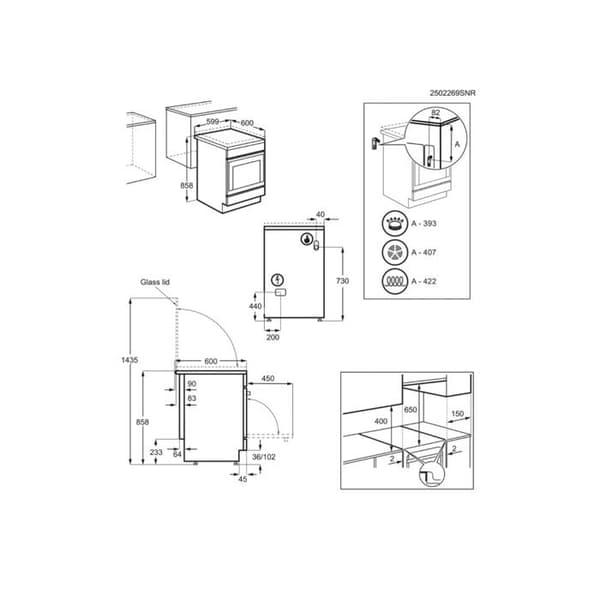 Kombinationsspis gas/elektrisk 4 hällar 60x60 Multifunktion ELECTROLUX - LKM624022W