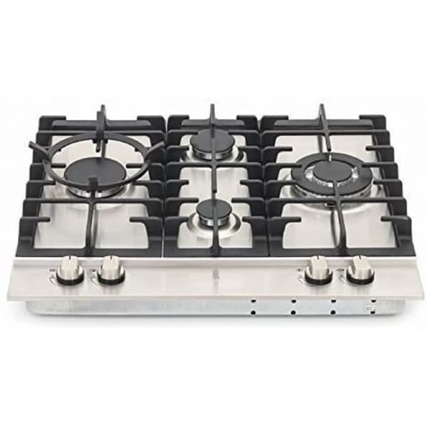Köksplatta i rostfritt stål 60 cm autarkisk/gas/gas med 4 högkvalitativa brännare/1x turbo brännare med tre kretsar