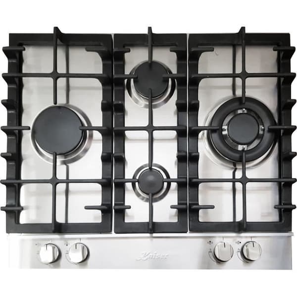Köksplatta i rostfritt stål 60 cm autarkisk/gas/gas med 4 högkvalitativa brännare/1x turbo brännare med tre kretsar