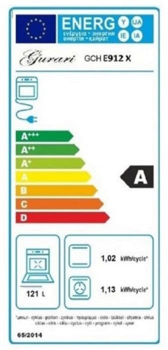 GURARI Elektrisk spis GCH E 912 X, elektrisk glaskeramisk, 121 L, 8 funktioner, teleskoputdrag