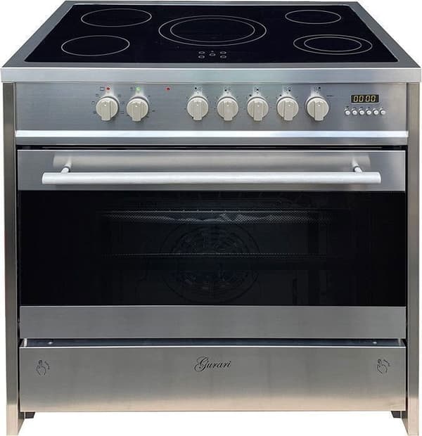 GURARI Elektrisk spis GCH E 912 X, elektrisk glaskeramisk, 121 L, 8 funktioner, teleskoputdrag