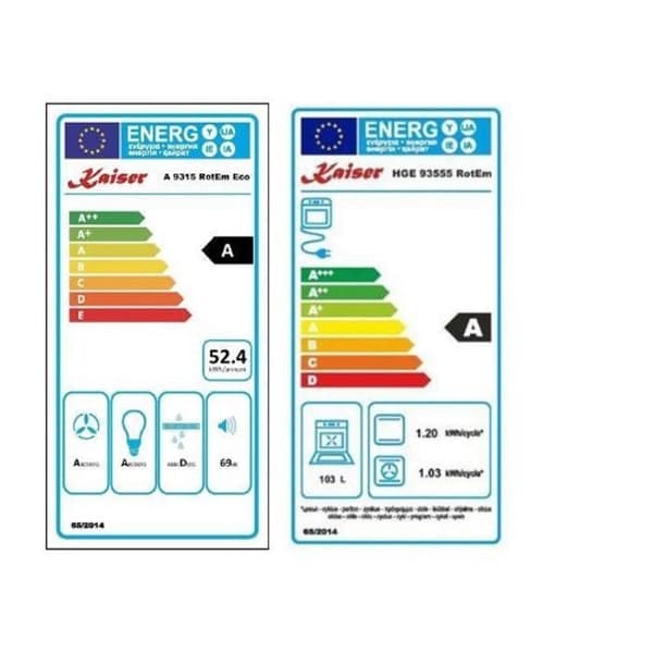 Kaiser HC 93555 IRotEm Elektrisk spis 90 cm + Fläktkåpa A 9315 Röd 90 cm