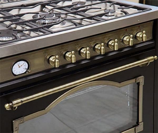 Kaiser Cuisinière HGE 93555 Em+A 9315 Em, Elektrisk gassovn retro 90 cm + fläkt 90 cm
