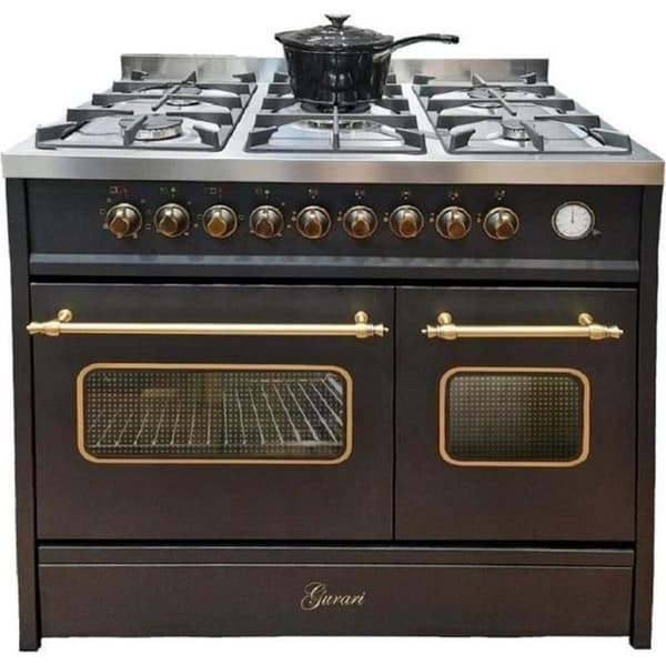 GURARI Gaskökscentrum GCH E 916 BL R, med 1 utdragbar låda, Retro Gasköksprodukt 90 cm, Rango Kök, 8 funktioner