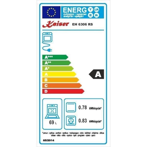 Kaiser EH 6306 RS Inbyggnadsugn 79 L + KCG 6380 Gasspis 60 cm