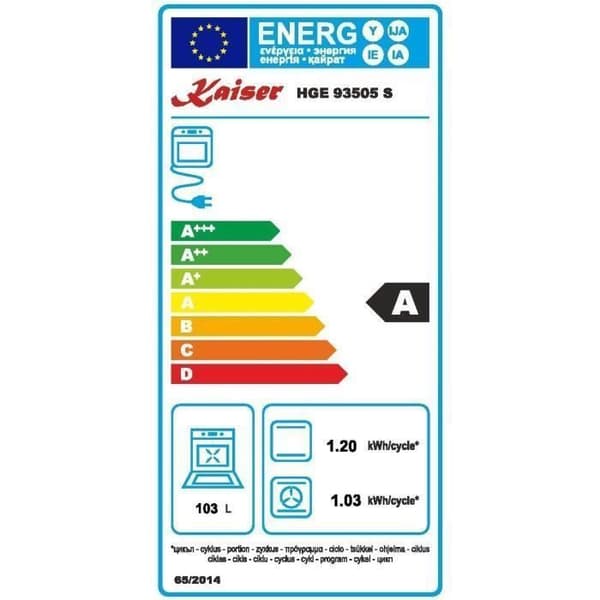 Kaiser HGE 93505 S Gas Elektrisk Spis 90cm/Elektrisk Ugn/Spis/ 115L / Gasplattor