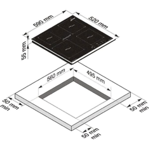 Kaiser KCT 67 FIW la perle Induktionsplatta självförsörjande 60 cm/kokplatta med Free Zone
