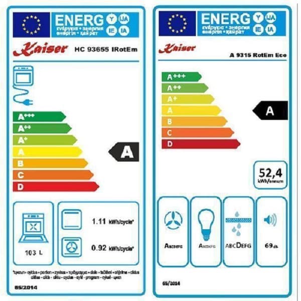 Kaiser HC 93655 IRotEm Elektrisk spis 90 cm + Fläkt A 9315 Röd 90 cm