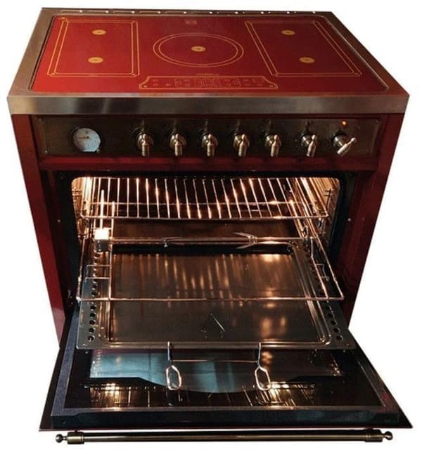 Kaiser HC 93655 IRotEm Elektrisk spis 90 cm + Fläkt A 9315 Röd 90 cm