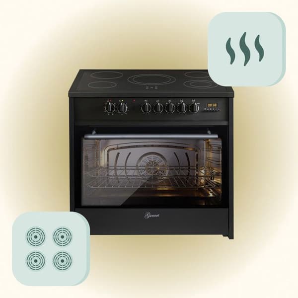 GURARI Elektrisk spis 912 BL, 90 cm, Glaskeramisk, Rangespis, 121 L