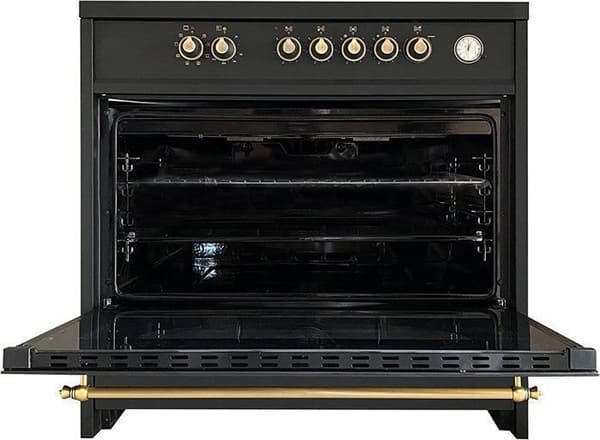 GURARI Gaskök 912 Bl r, Retro Gas Elektrisk 90 cm, Spis, 121L, 8 funktioner, Varmluft