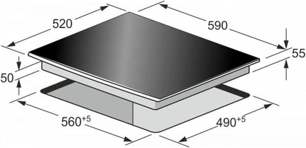 Kaiser KCT 6715 F Glaskeramisk spis Autark 60cm, svart glas, 4 High-Light kokszoner, grillzon