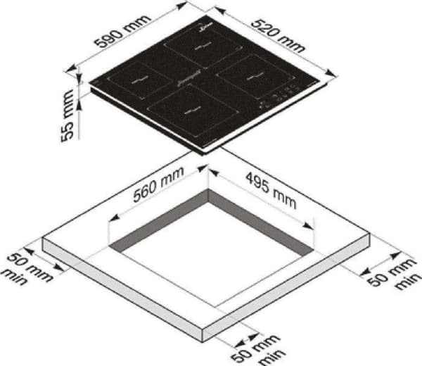 Kaiser KCT 67 FIW la perle Induktionsplatta självförsörjande 60 cm/kokplatta med Free Zone