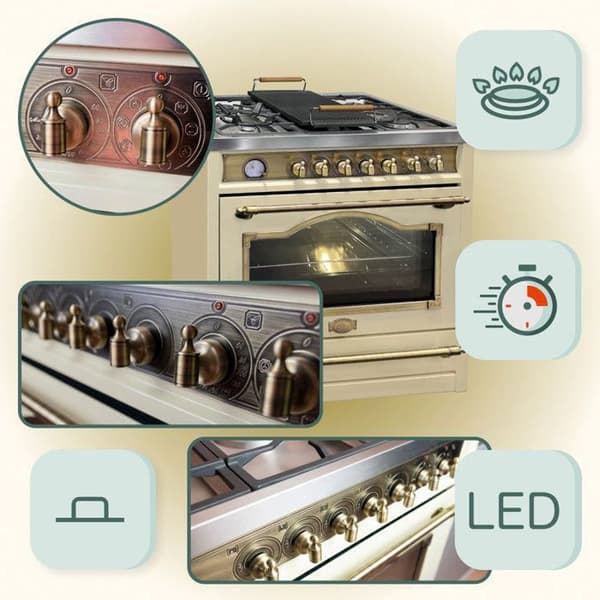Kaiser HGE 93555 ElfEm Gas Elektrisk Spis 90cm/Elektrisk Ugn/Spis/115L/Gaskök/4,5 Kw WOK