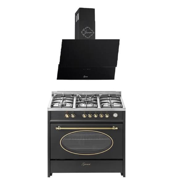 GURARI Gashäll GCH E 914 BL r+GCH 268 BL 9 Prime, Retro Gas Elektrisk Centrum 90 cm/ 121L+Fläkt 90cm