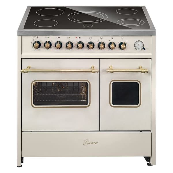 GURARI Elektrisk spis GCH E 912 DF Cr r Keramisk 90 cm Creme Spis med dubbel ugn