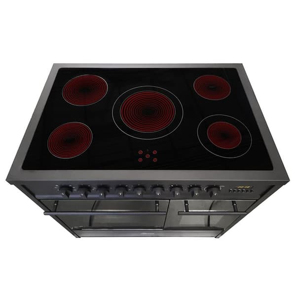 GURARI Elektrisk spis GCH E 912 DF BL Glaskeramisk spis 90 cm svart Ugn med dubbla eldar