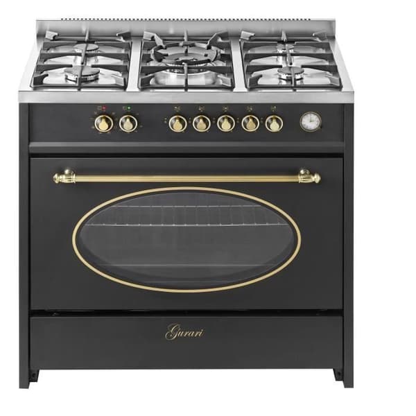 GURARI GCH E 914 BL r+GCH S 171 90 BL PRIME, Retro elektrisk gaskök med 8 funktioner + 90 cm fläkt.