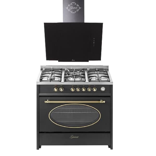 GURARI GCH E 914 BL r+GCH S 171 90 BL PRIME, Retro elektrisk gaskök med 8 funktioner + 90 cm fläkt.