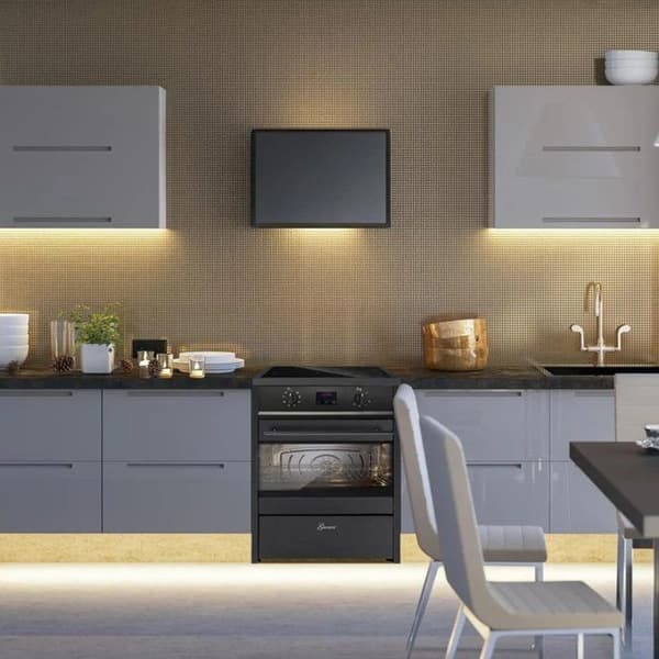 GURARI Induktionsspis svart Fristående induktionsspis med 4 booster-kokzoner GCH E 612 BL 60 cm