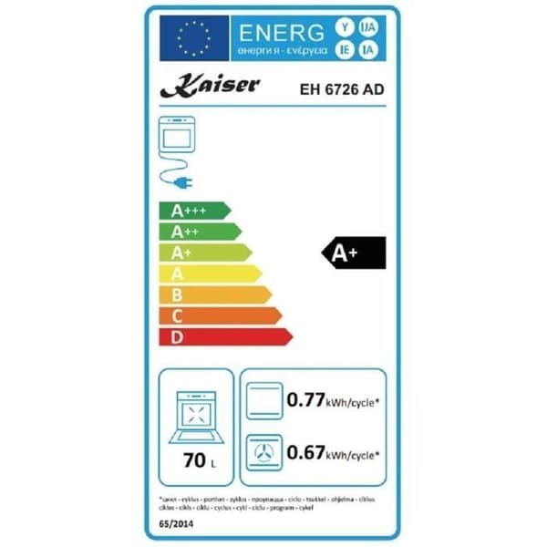 Kaiser Set fyra EH 6726 AD+KCG 6380, Fyra inbyggda ugnar 80L, Elektrisk ugn + inbyggd gaskokplatta 60cm