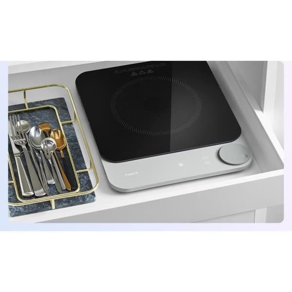 TOKIT Induktionshäll Automatisk pannavkänning 2100W 1-knappskontroll 16mm ultratunn Kristallyta Anti-repa
