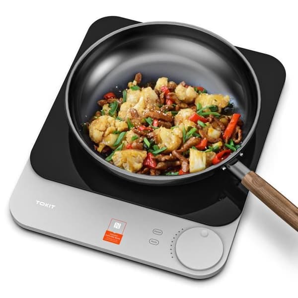 TOKIT Induktionshäll Automatisk pannavkänning 2100W 1-knappskontroll 16mm ultratunn Kristallyta Anti-repa