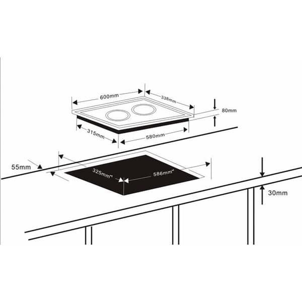 LACOR dubbel horisontell induktionshäll, 3500 W, 5,3 ton, järn, svart