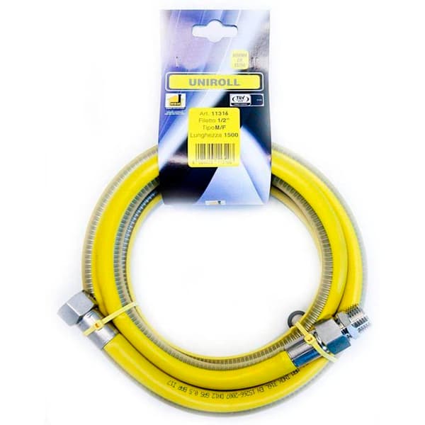 Mbm flexibel gasledning 1,5 mt 1/2'' stål MF enligt standarden EN 15266 för UNIROLL spis / kök.