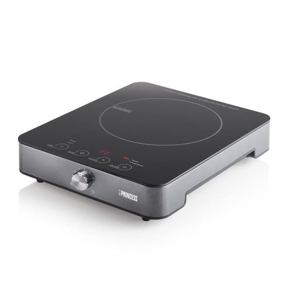 Princess induktionshäll - Svart - 1800 W - Idealisk för små utrymmen, camping och studio Svart, Silver