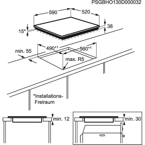 Keramisk värmeplatta - Electrolux - EHF6547FXK - Inbyggd - Svart - 1200 W - Touch.
