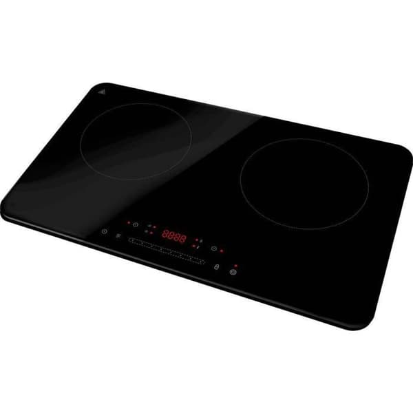 DOMO DO333IP - Dubbel induktionsplatta - 3500W - Pekskärm - Digitaltimer 3h - 7 effektlägen - 20cm Svart