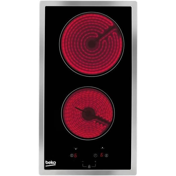 BEKO HDMC32400TX - Keramisk kogeplade - 2 zoner - 3000W - L28,8 x D57 cm - Glasbelægning - Sort