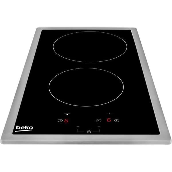 BEKO HDMC32400TX - Keramisk kogeplade - 2 zoner - 3000W - L28,8 x D57 cm - Glasbelægning - Sort Rustfrit stål