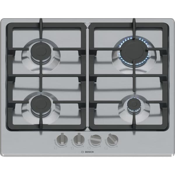 Gaskogeplade - BOSCH Serie 4 - 4 brændere - 52 x 58,2 x 4,5 cm - PGP6B5K90 - Rustfrit stål