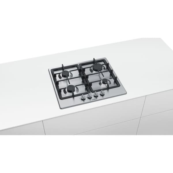 BOSCH - PGP6B5B90 - Gasbord - 4 brændere - 7500W - L58,2 cm x D52 cm - Rustfrit stål