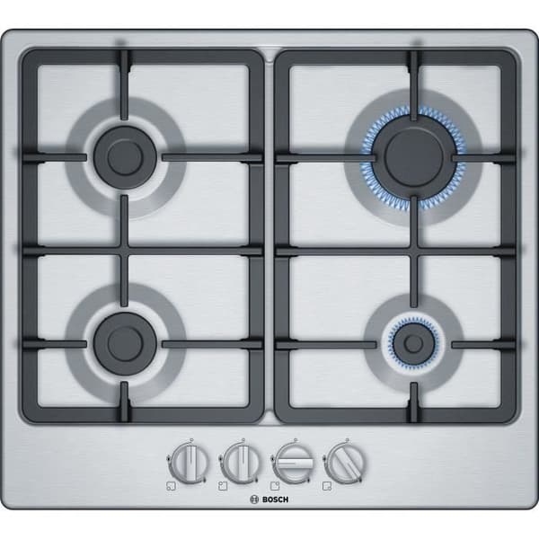 BOSCH - PGP6B5B90 - Gasbord - 4 brændere - 7500W - L58,2 cm x D52 cm - Rustfrit stål Rustfrit stål