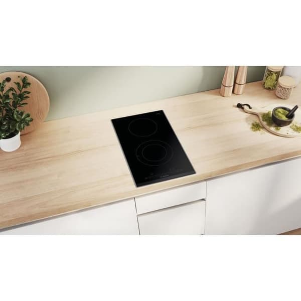 Vitrokeramisk domino - BOSCH SER6 - 2 brännare - 3500 W - 30,6 x 52,7 cm - PKF375FP2H - Svart