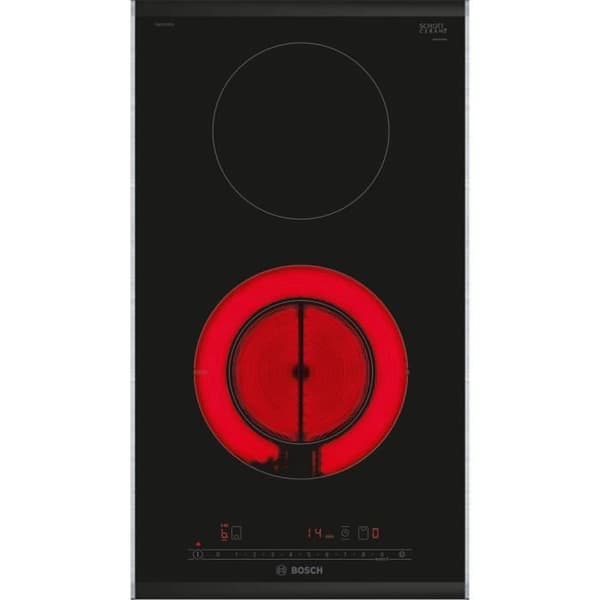 Vitrokeramisk domino - BOSCH SER6 - 2 brännare - 3500 W - 30,6 x 52,7 cm - PKF375FP2H - Svart