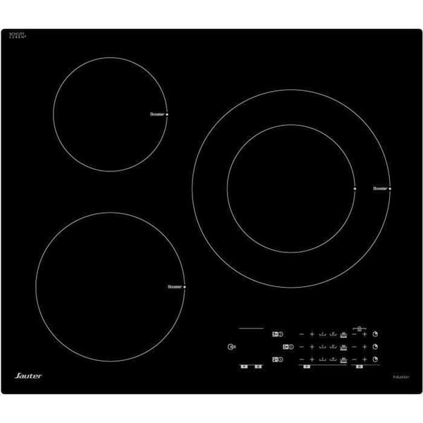 SAUTER induktionshäll - 3 zoner - 7200W - L60 x D52 cm - SPI5361B - Glasbeläggning - Svart