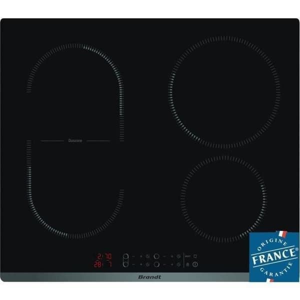 BRANDT induktionshäll - 4 zoner - L 58 x D 51 cm - 3600 W - Glasbeläggning - Svart - CPI6400B