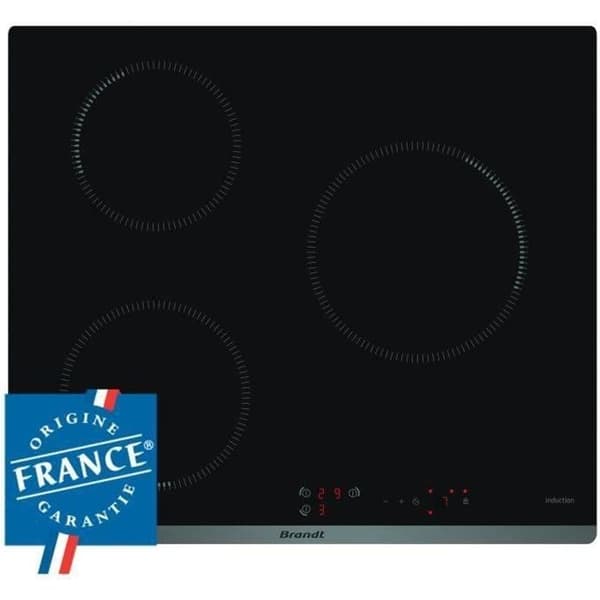 BRANDT BPI6310B - Induktionshäll - 3 områden - 4600W - L58 x D51cm - Glasbeläggning - Svart Svart