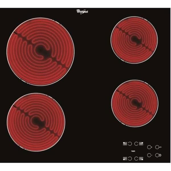WHIRLPOOL AKT8090NE Glaskeramisk kogeplade - 4 områder - 6200W - L58 x D51cm - Glasbelægning - Sort
