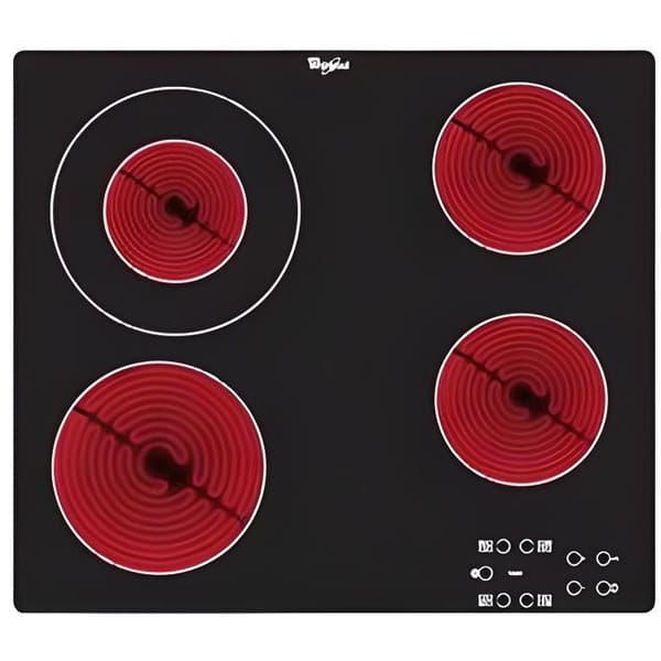 Glaskeramikhäll - WHIRLPOOL AKT8130NE - 4 strålningsbrännare - 9 effektnivåer Svart, Röd